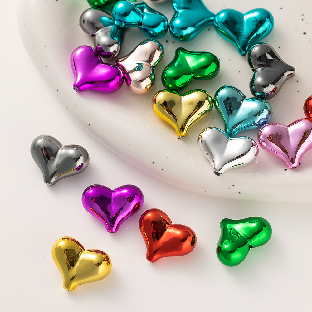 Phone Accessories Jewelry - 10pcs Colorful Acrylic Heart Loose Spacer
