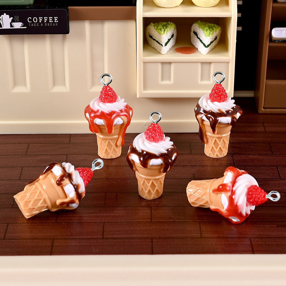 Phone Accessories Jewelry - 10pcs Strawberry Jam Ice Cream Resin