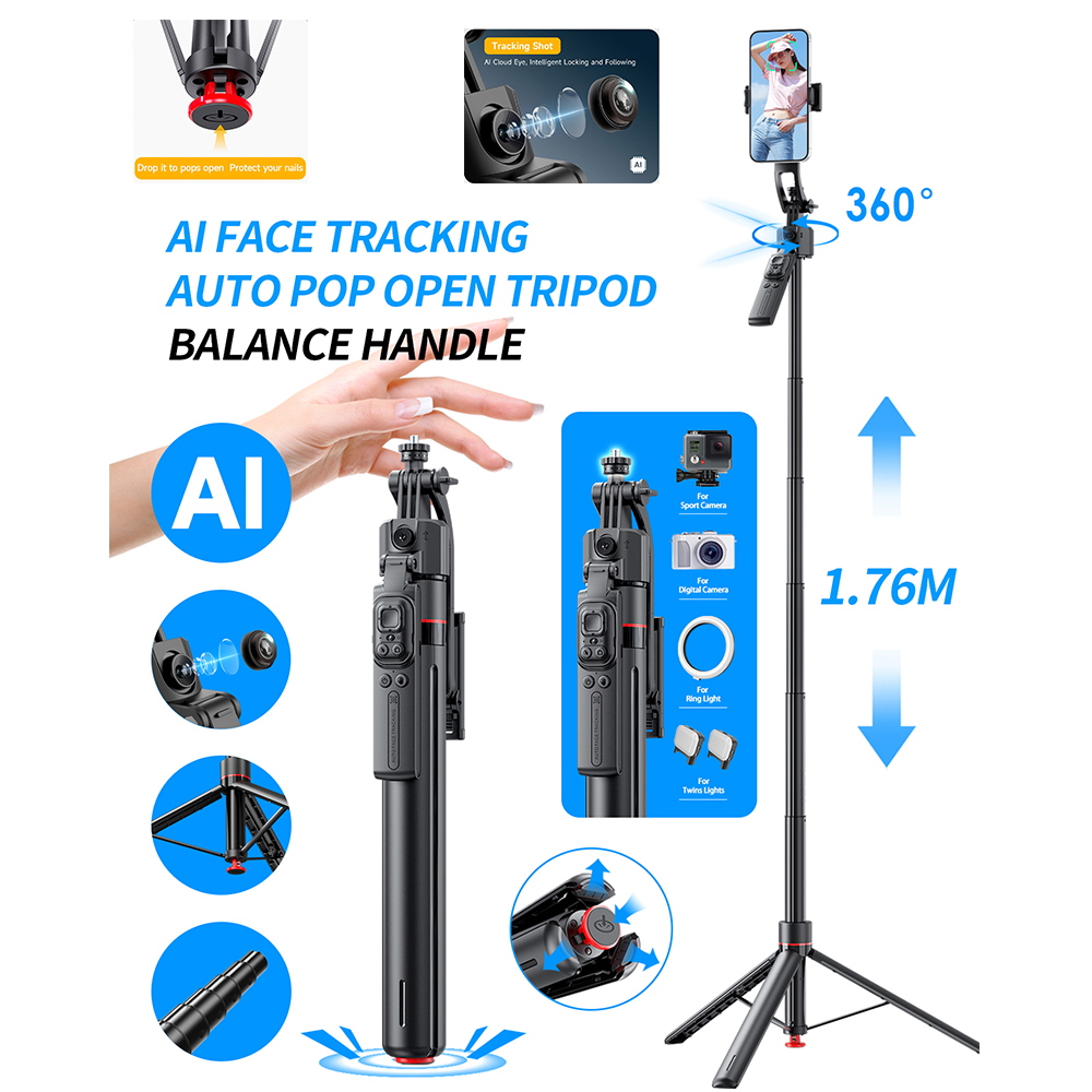 AI Gimbal Tripod Jumping Selfi - Selfie Stick Tripod บทวิจารณ์และราคา