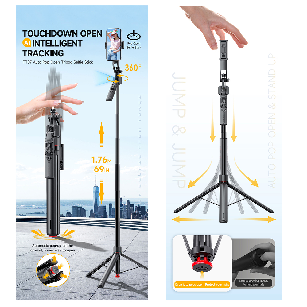 AI Gimbal Tripod Jumping Selfi - Selfie Stick Tripod บทวิจารณ์และราคา