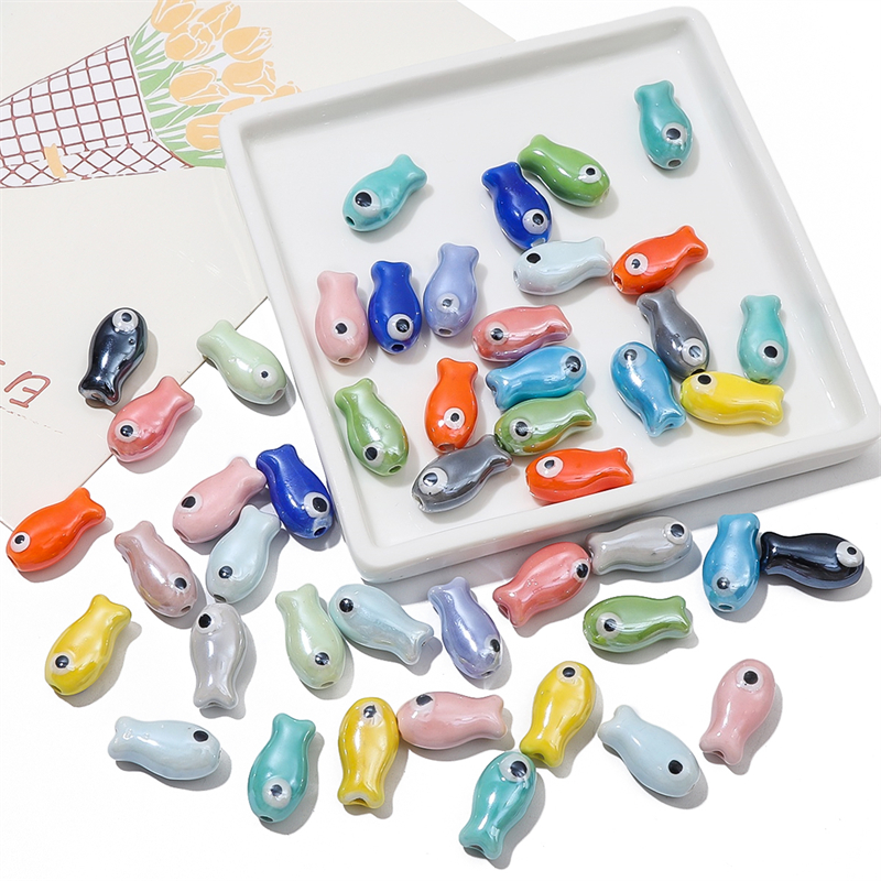 10Pcs Vintage Fish Ceramic Bea - Phone Accessories Jewelry บทวิจารณ์และราคา