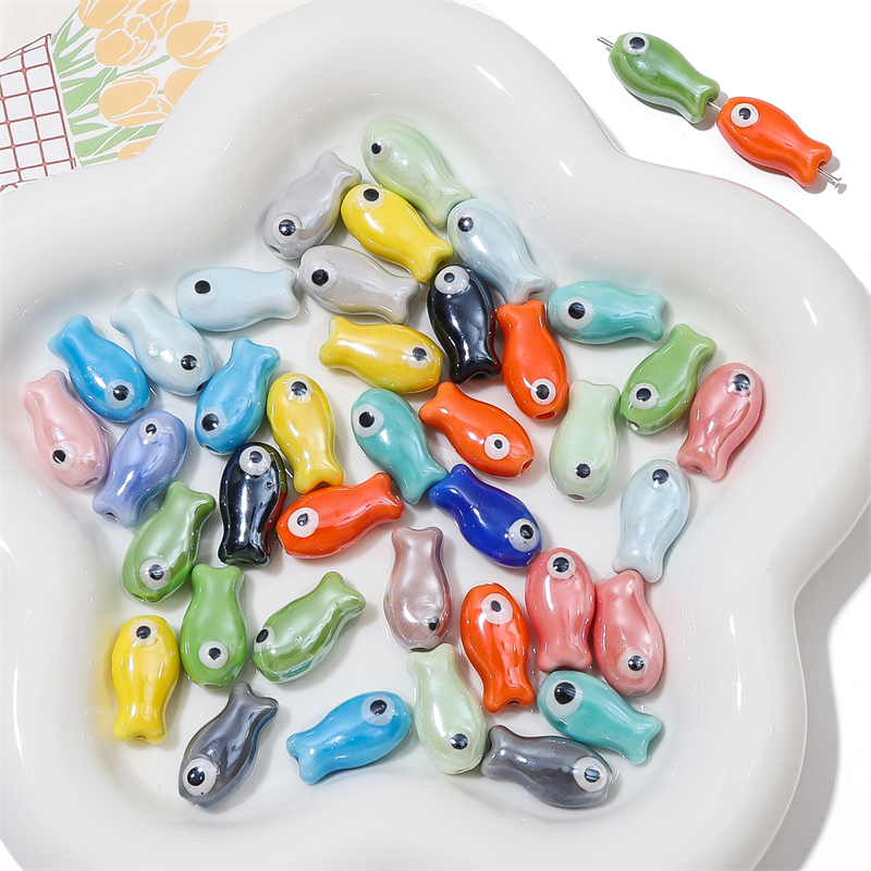 10Pcs Vintage Fish Ceramic Bea - Phone Accessories Jewelry บทวิจารณ์และราคา