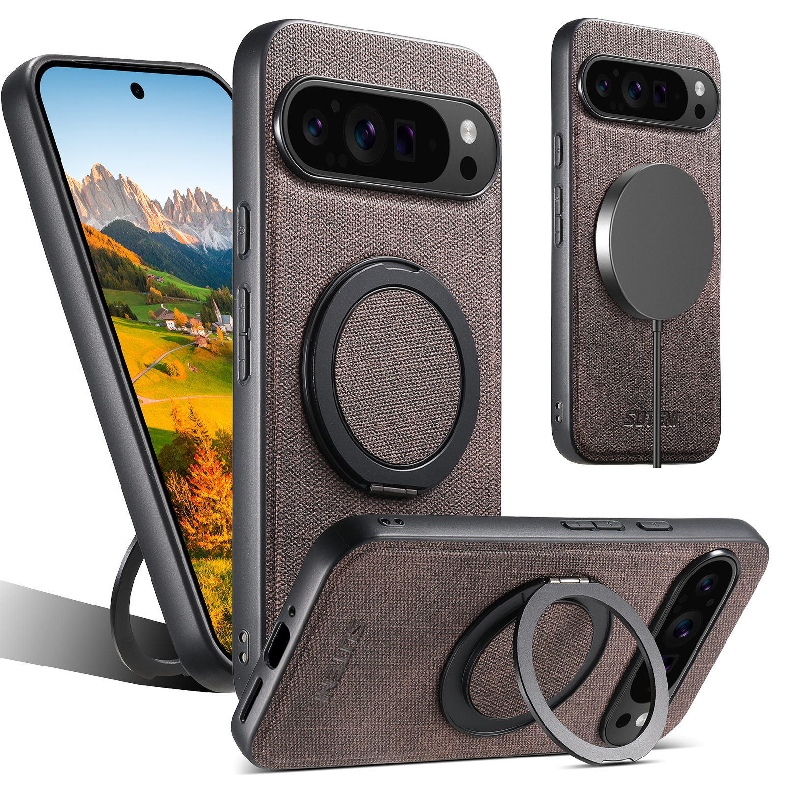 Faux Leather Magnet Wireless C - Phone Accessories Ring บทวิจารณ์และราคา