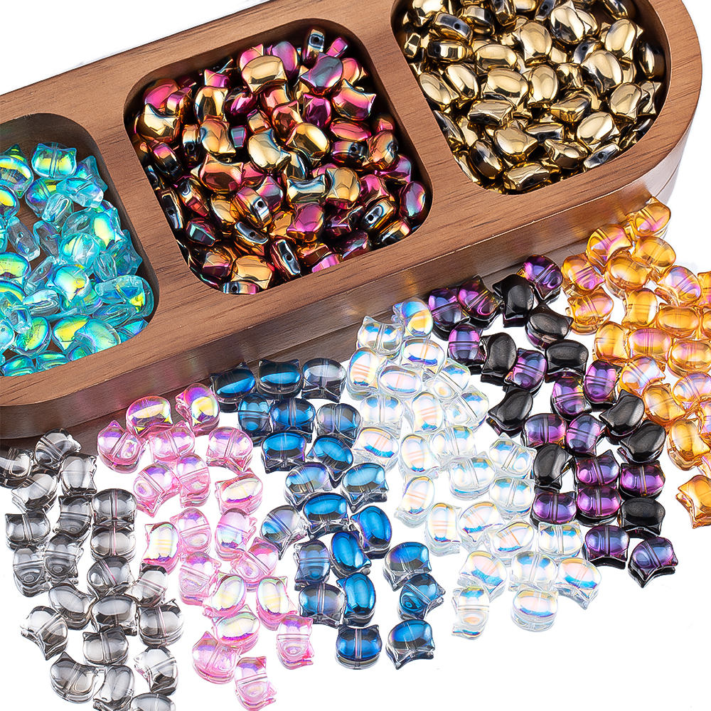 50pcs Colorful Cat Head Glass  - Phone Accessories Jewelry บทวิจารณ์และราคา