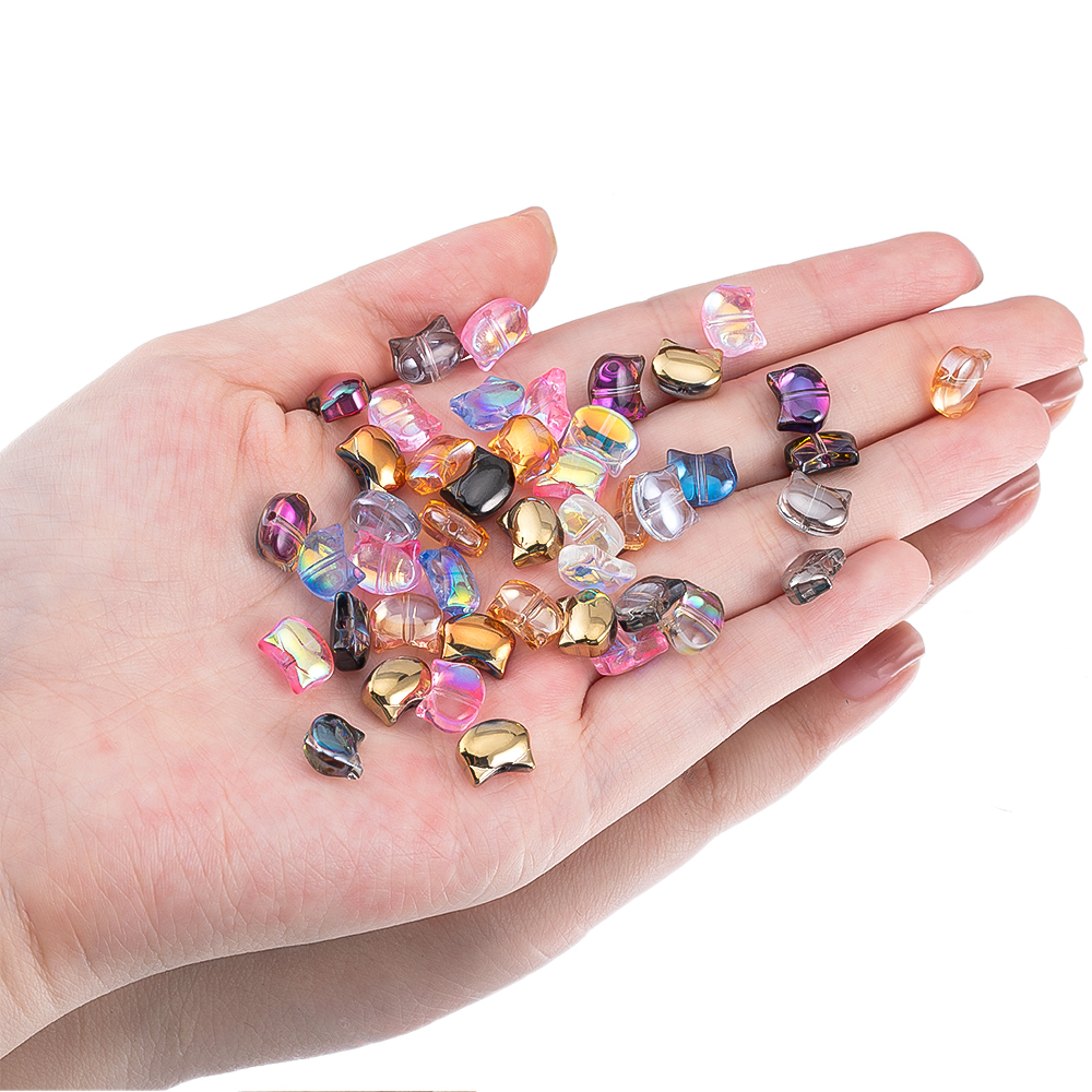 50pcs Colorful Cat Head Glass  - Phone Accessories Jewelry บทวิจารณ์และราคา
