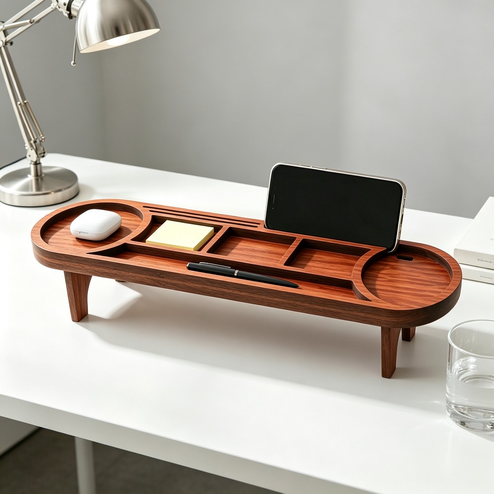 Wooden Desk Organizer with Pho - Phone Accessories Rack บทวิจารณ์และราคา