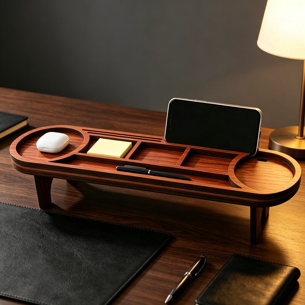 Wooden Desk Organizer with Pho - Phone Accessories Rack บทวิจารณ์และราคา
