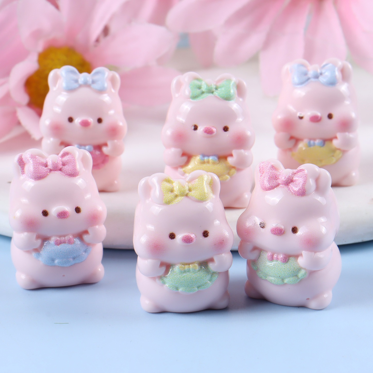6PCS Mixed Cute Pig Resin Char - Yellow Phone Accessories บทวิจารณ์และราคา