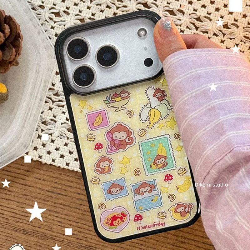 Korean Ins Blue Yellow Monkey  - Yellow Phone Accessories บทวิจารณ์และราคา